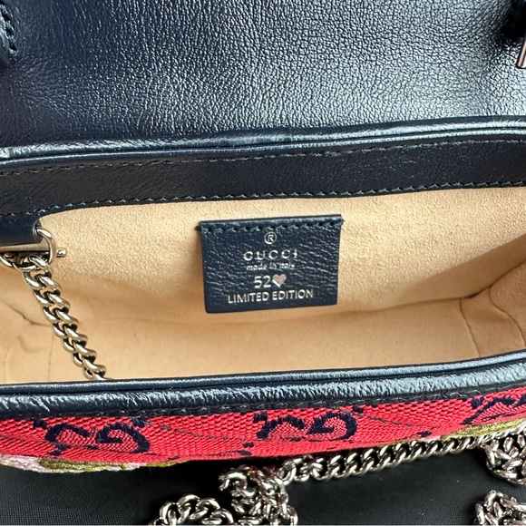 Gucci Monogram Multicolor Super Mini GG Marmont in Red wFloral Embroidery NEW! - Picture 11 of 14